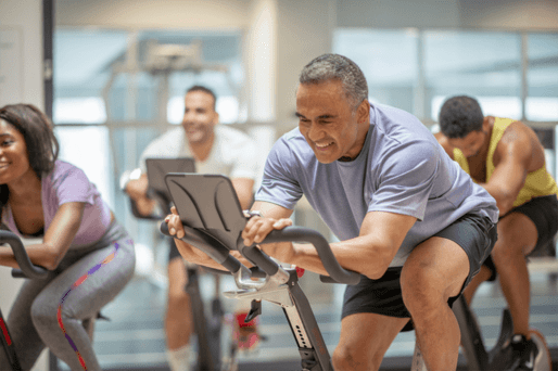 Older gentleman on exercise bicycle